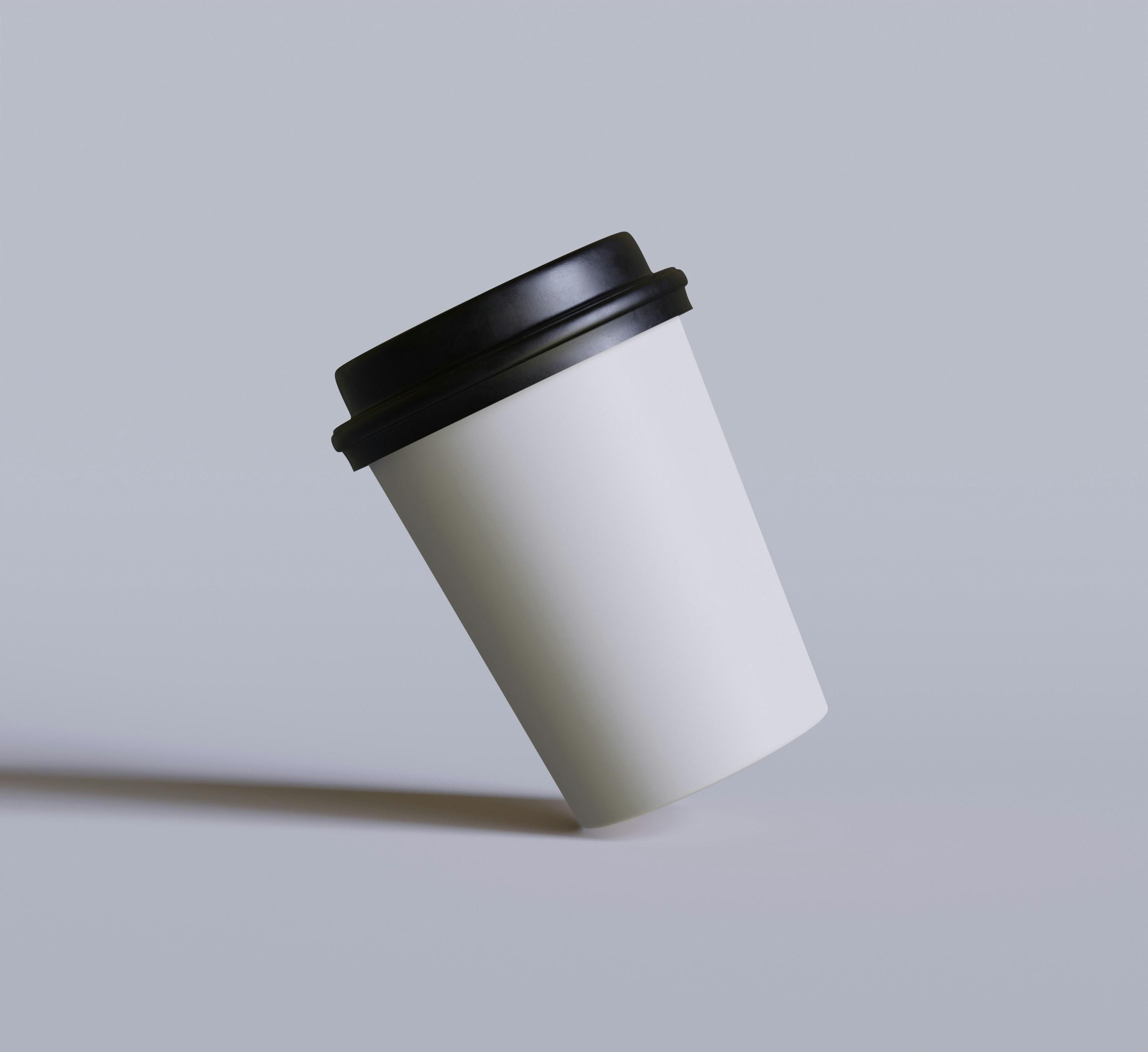 Close up of a custom branded coffee cup